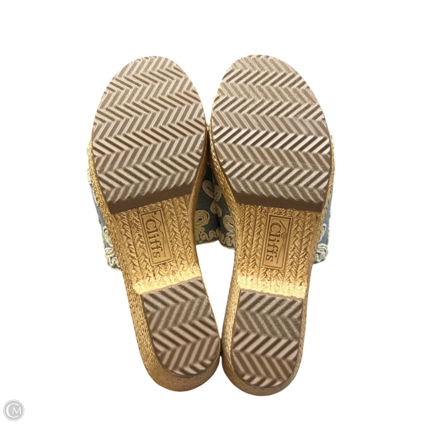 Shoes Heels Wedge By Cliffs By White Mountain In Blue & Cream, Size: 7.5