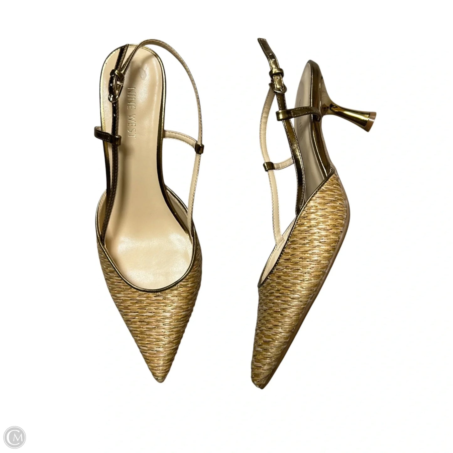 Shoes Heels Kitten By Nine West In Gold, Size: 10