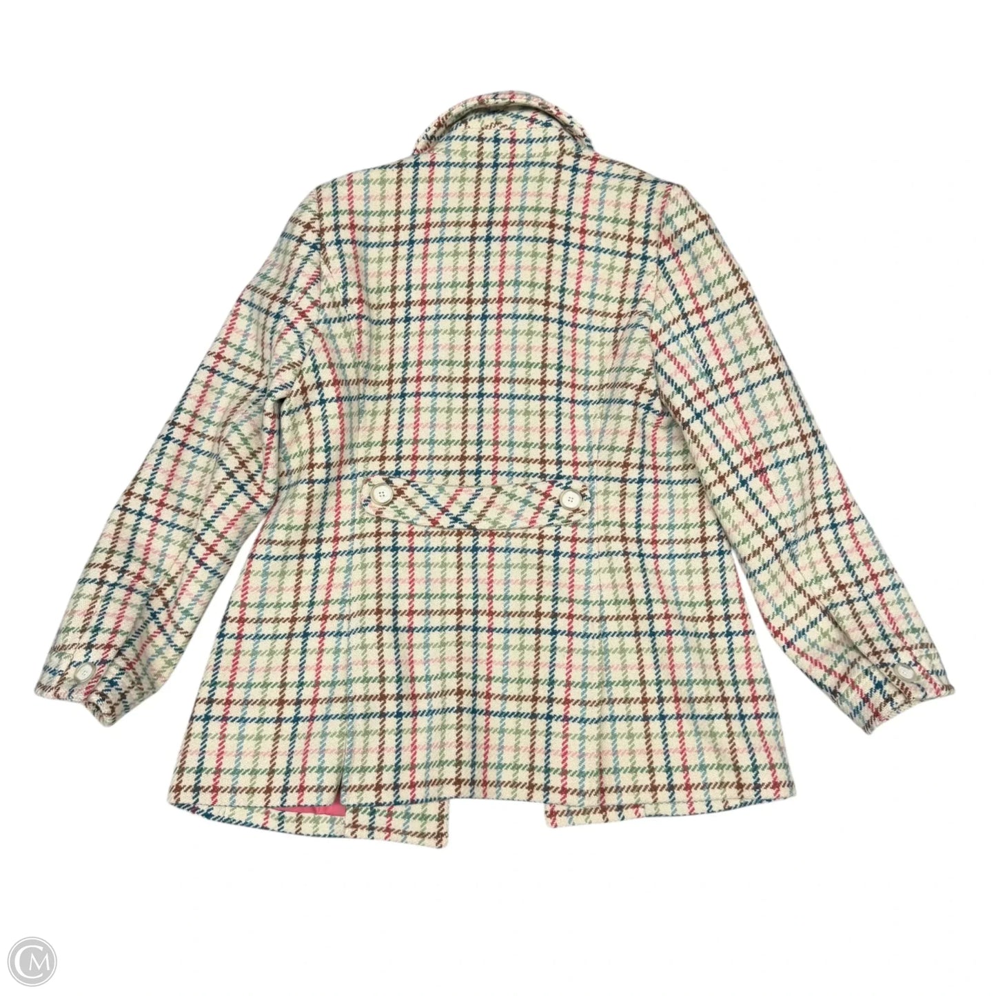Coat Designer By Coach In Plaid Pattern, Size: M