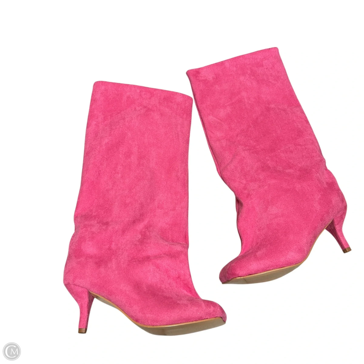 Boots Knee Heels In Pink, Size: 9