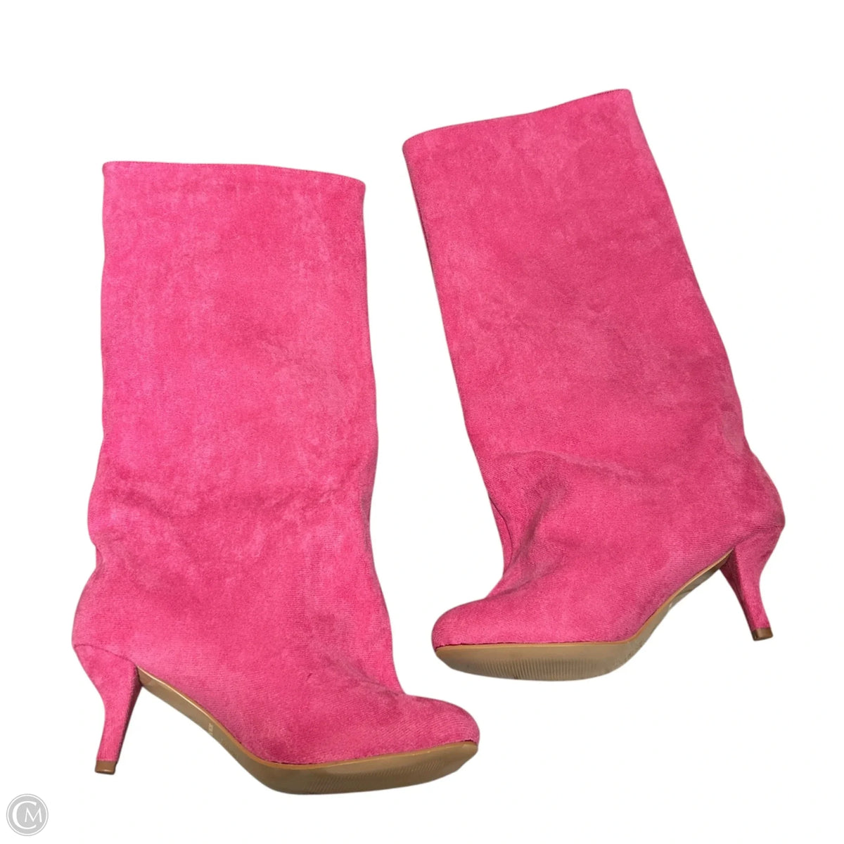 Boots Knee Heels In Pink, Size: 9