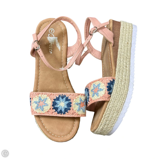 Sandals Heels Wedge By Forever In Multi-colored, Size: 7