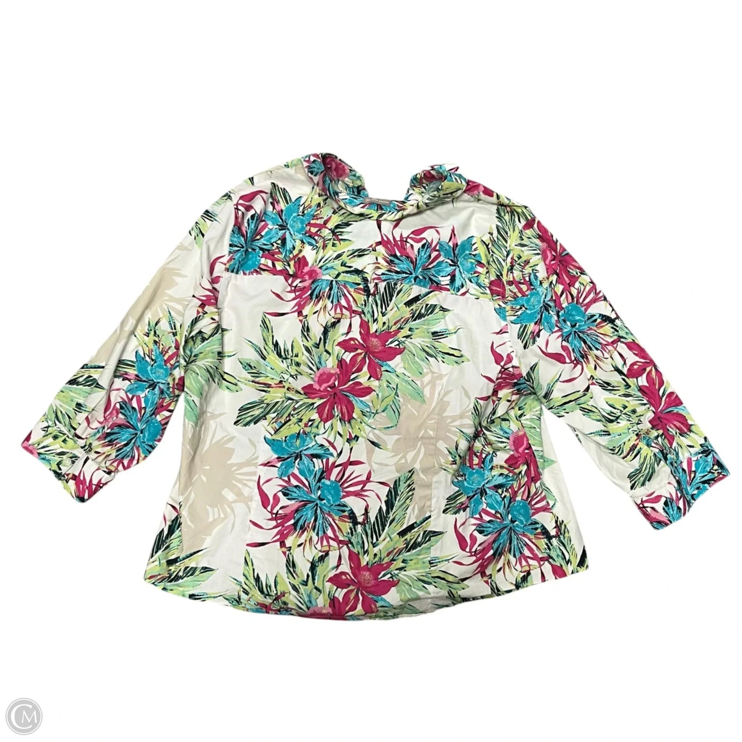 Top 3/4 Sleeve By Chicos In Floral Print, Size: Xl