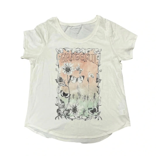 Top Short Sleeve By Lucky Brand In Cream, Size: L