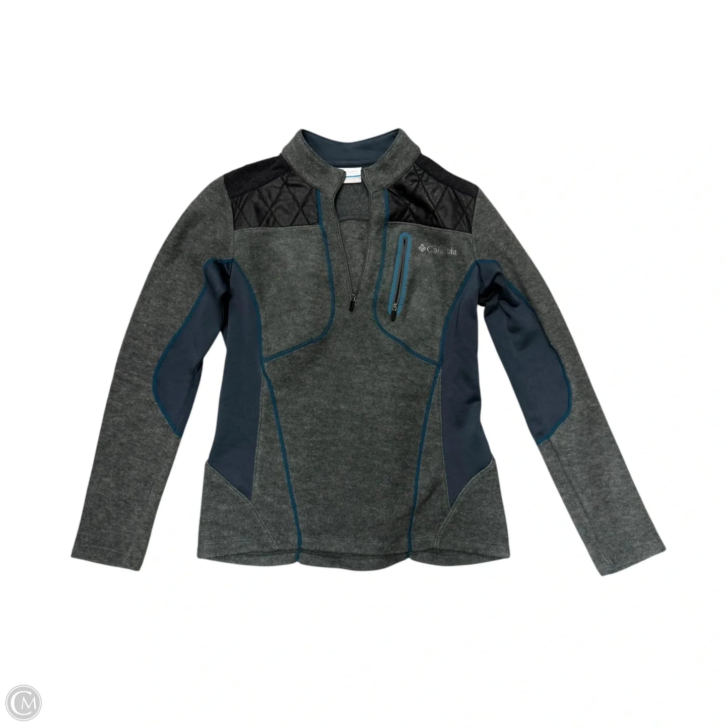 Athletic Top Long Sleeve Collar By Columbia In Grey, Size: M