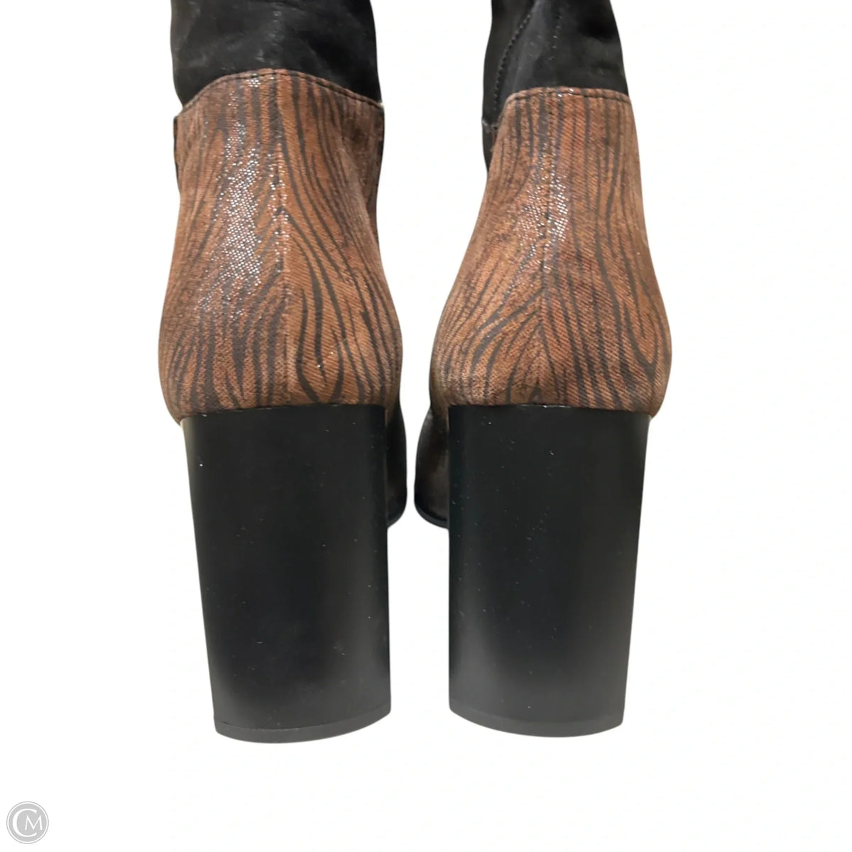 Boots Mid-calf Heels By Proxy In Black & Brown, Size: 9