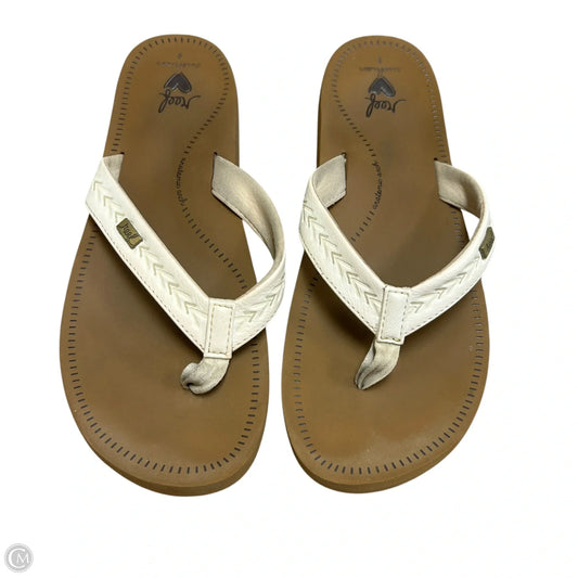 Sandals Flip Flops By Reef In Brown & White, Size: 9