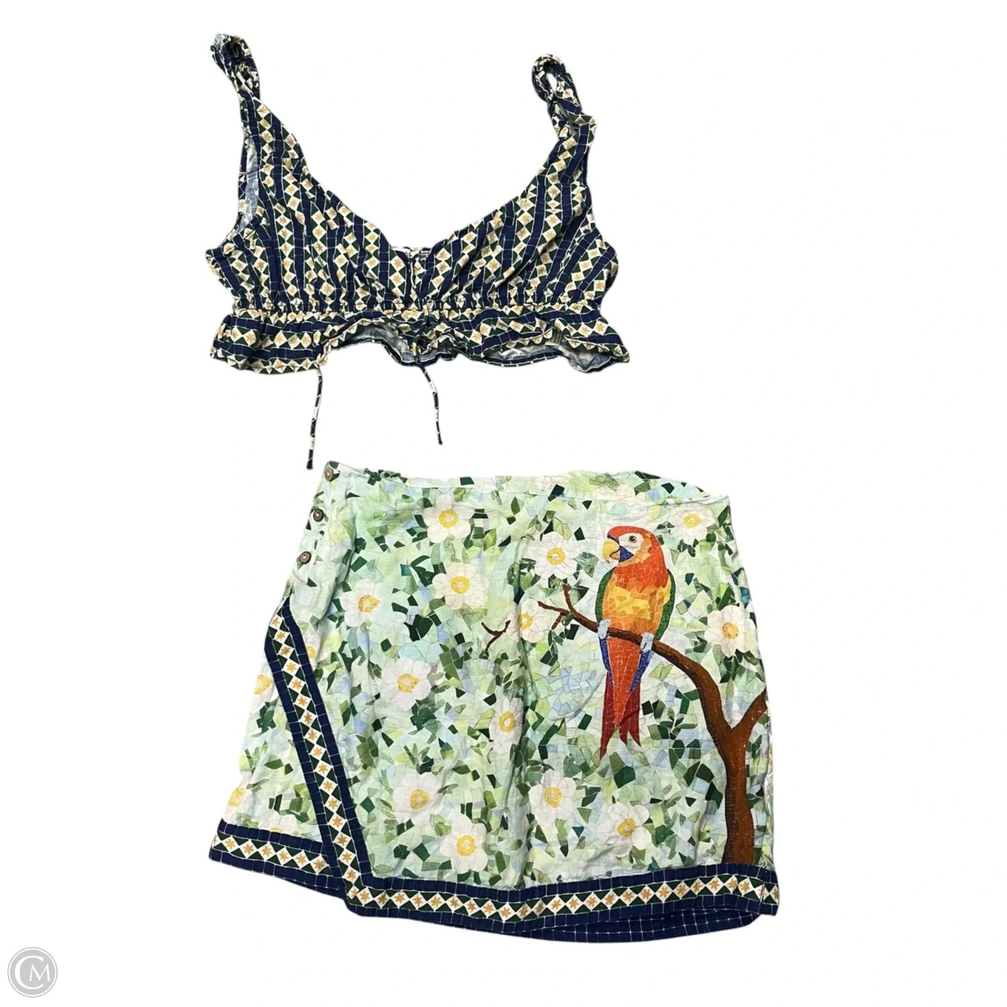 Skirt Set 2pc By Celandine In Blue & Green, Size: L