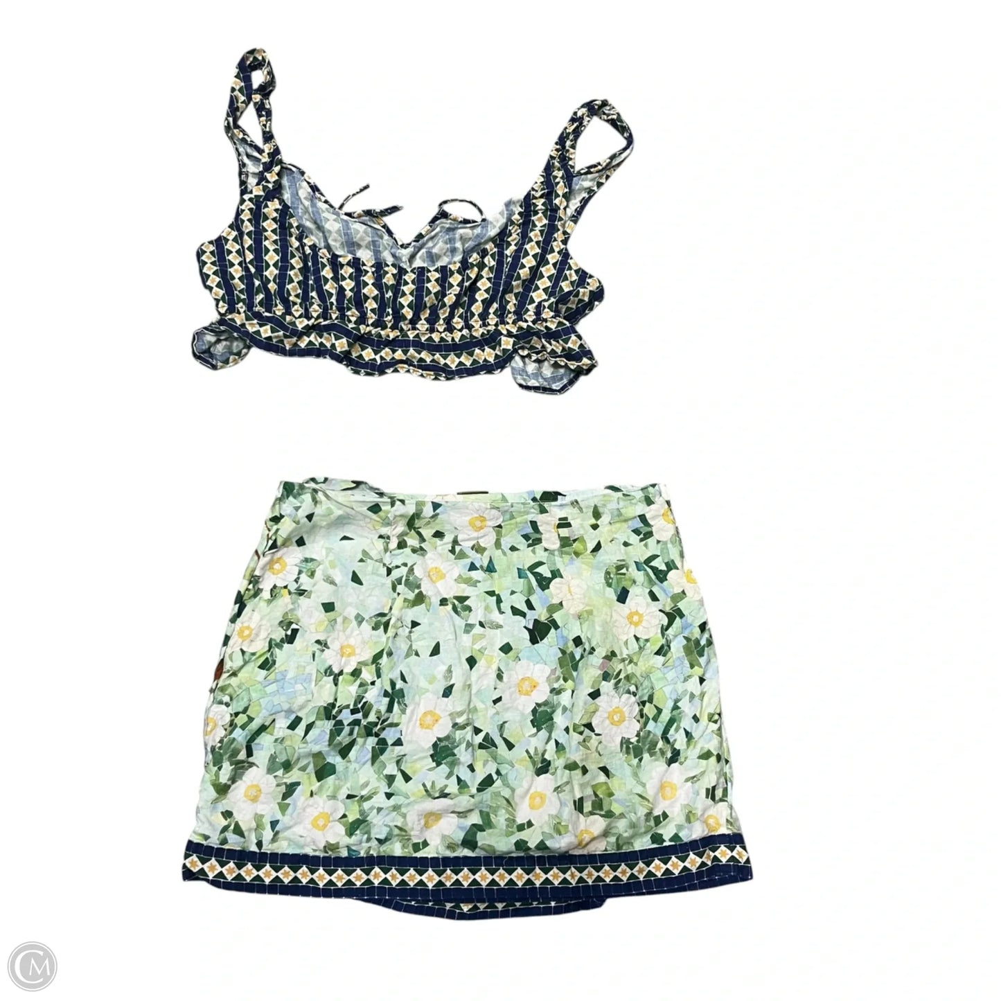 Skirt Set 2pc By Celandine In Blue & Green, Size: L