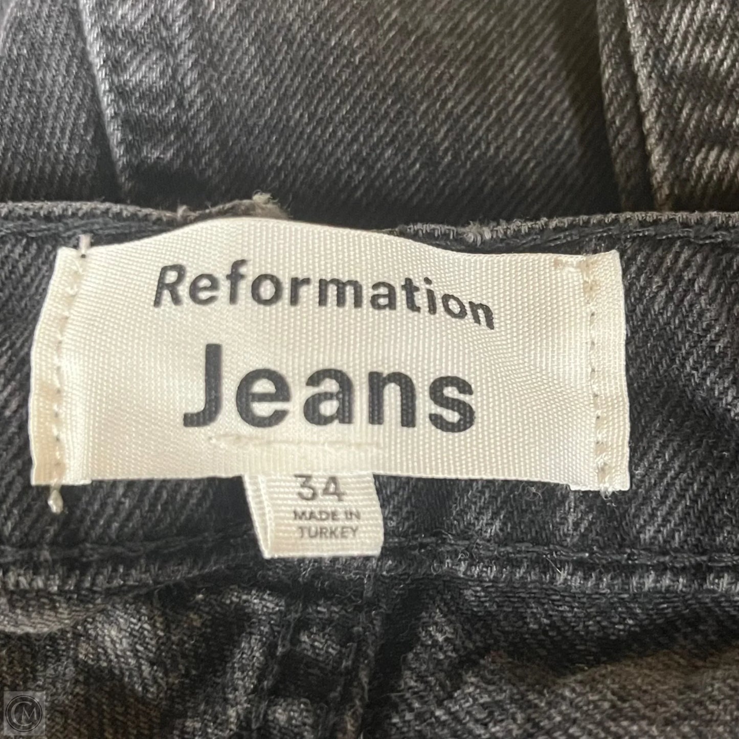 Jeans Wide Leg By Reformation In Black Denim, Size: 18