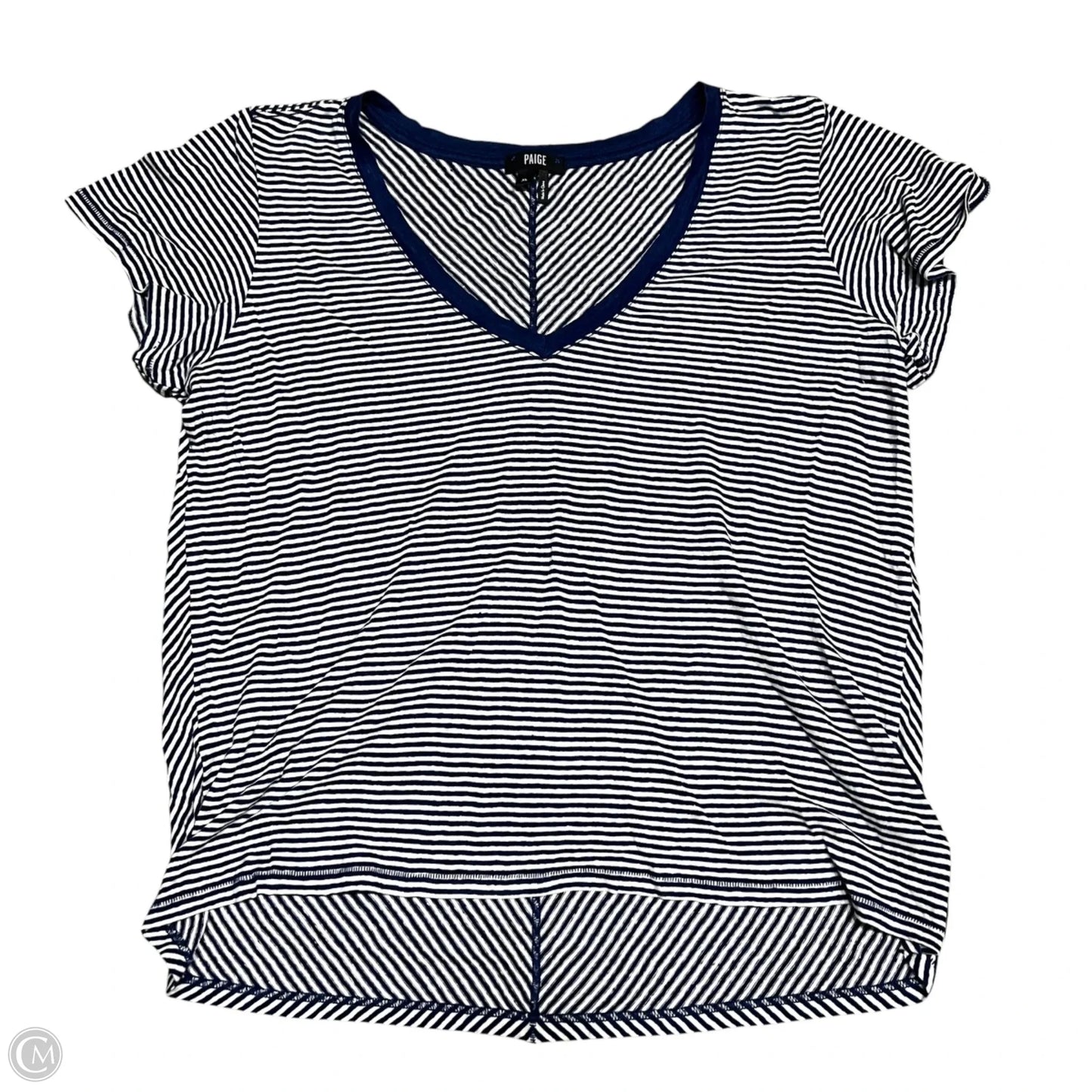 Top Short Sleeve Basic By Paige In Blue & White, Size: Xl