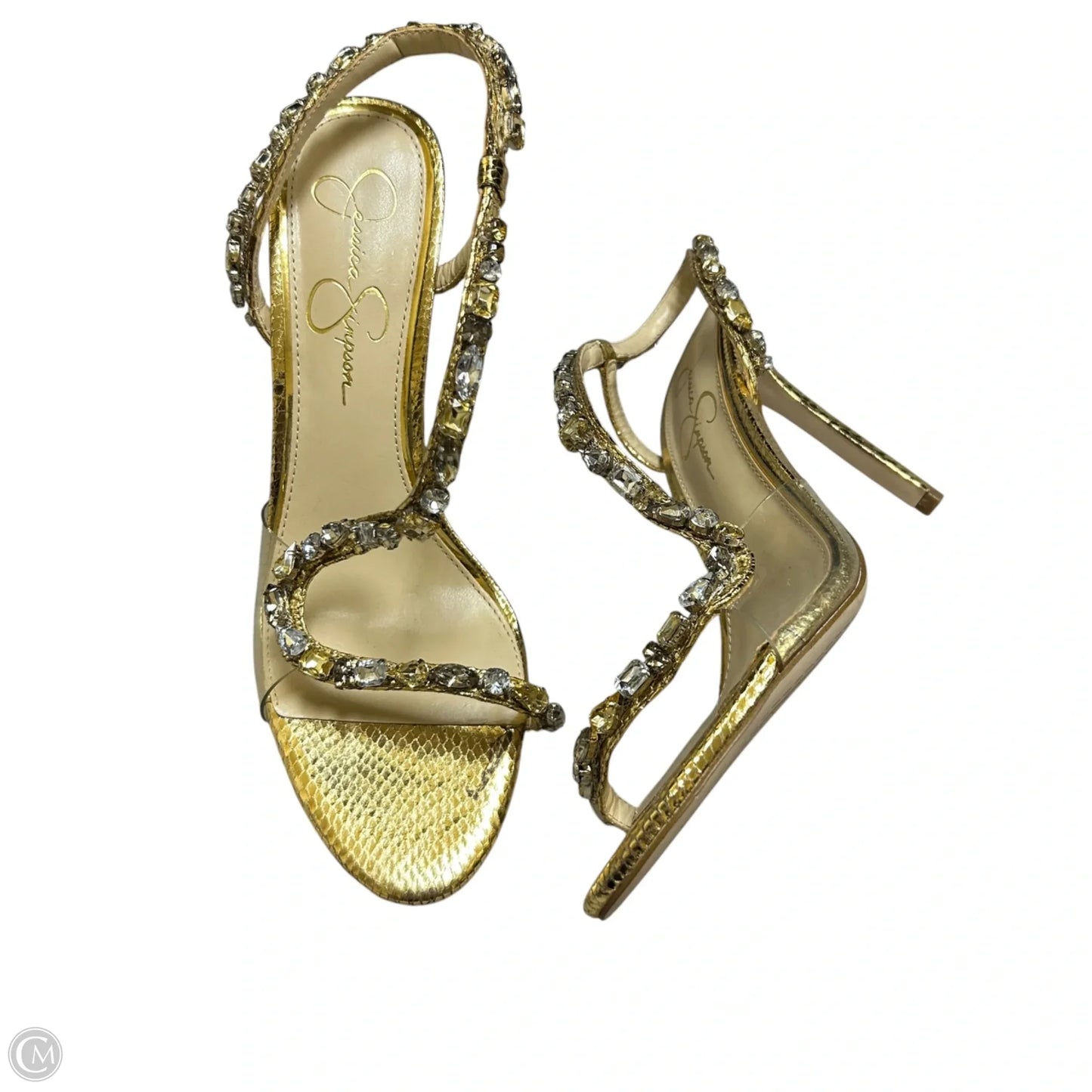 Sandals Heels Stiletto By Jessica Simpson In Gold, Size: 9.5