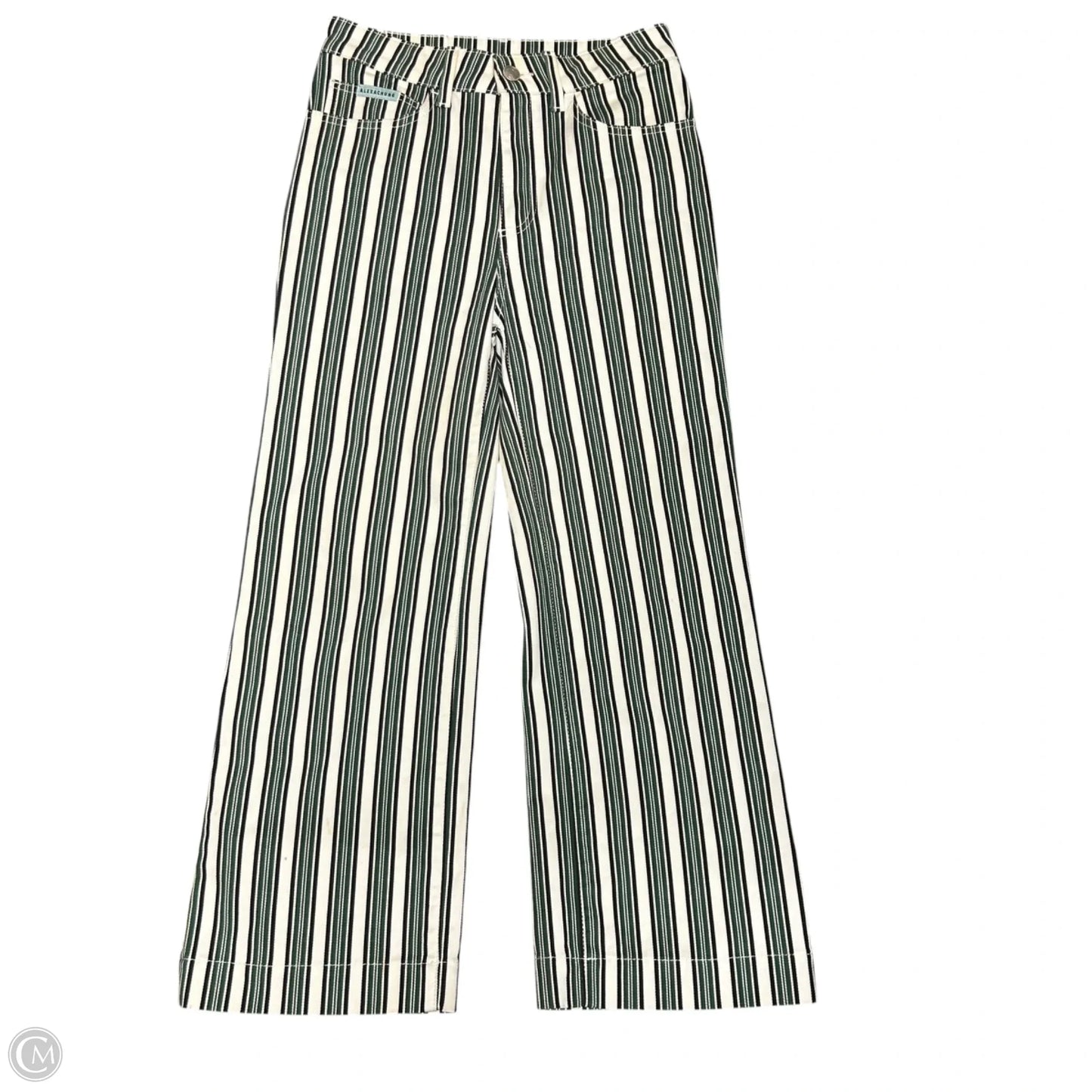 Jeans Straight By Alexa Chung In Green & White, Size: 0