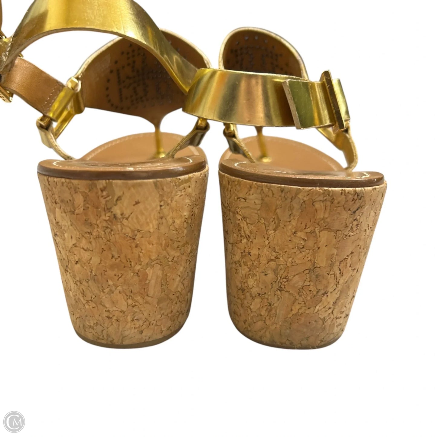 Sandals Designer By Tory Burch In Brown & Gold, Size: 9.5