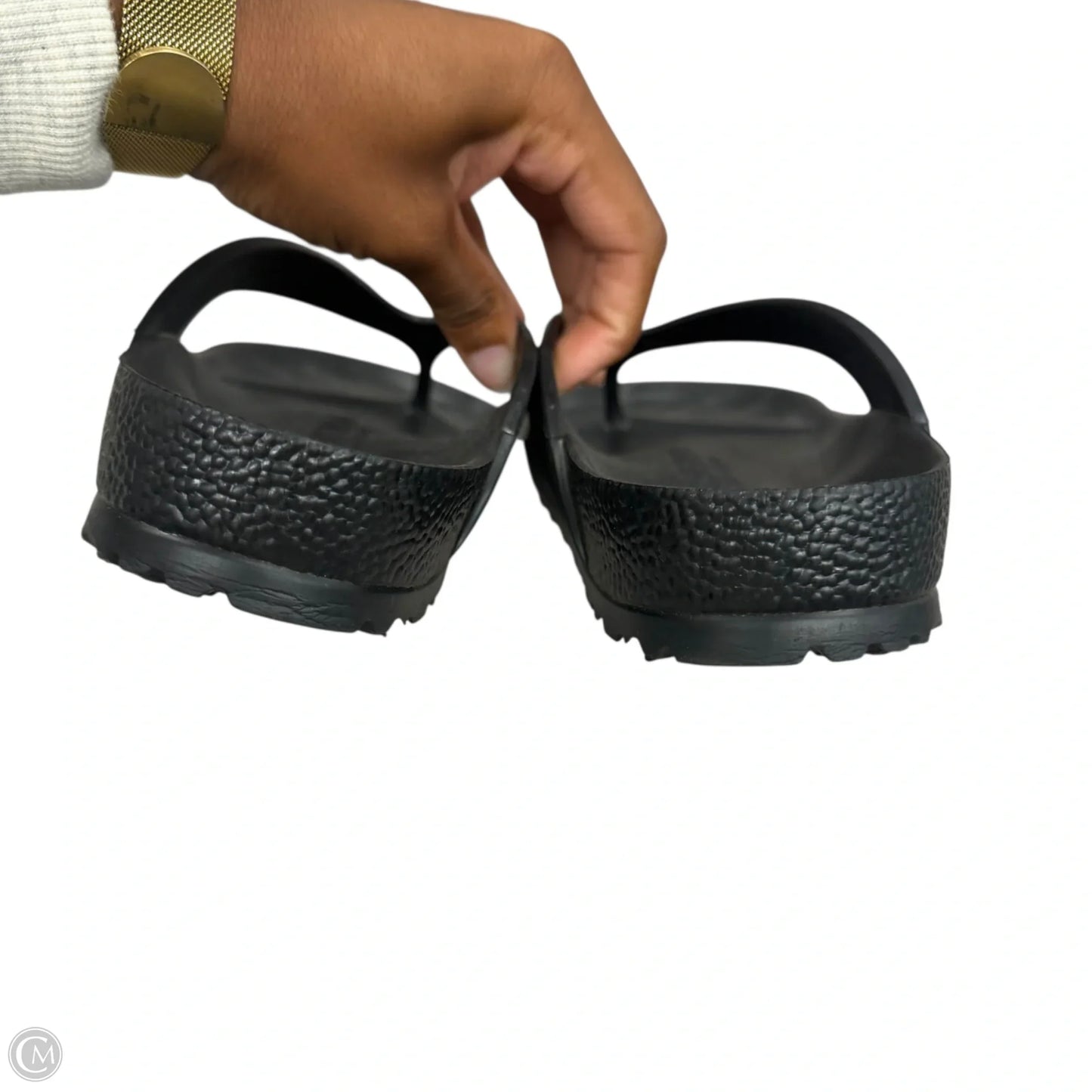 Sandals Flip Flops By Birkenstock In Black, Size: 7.5