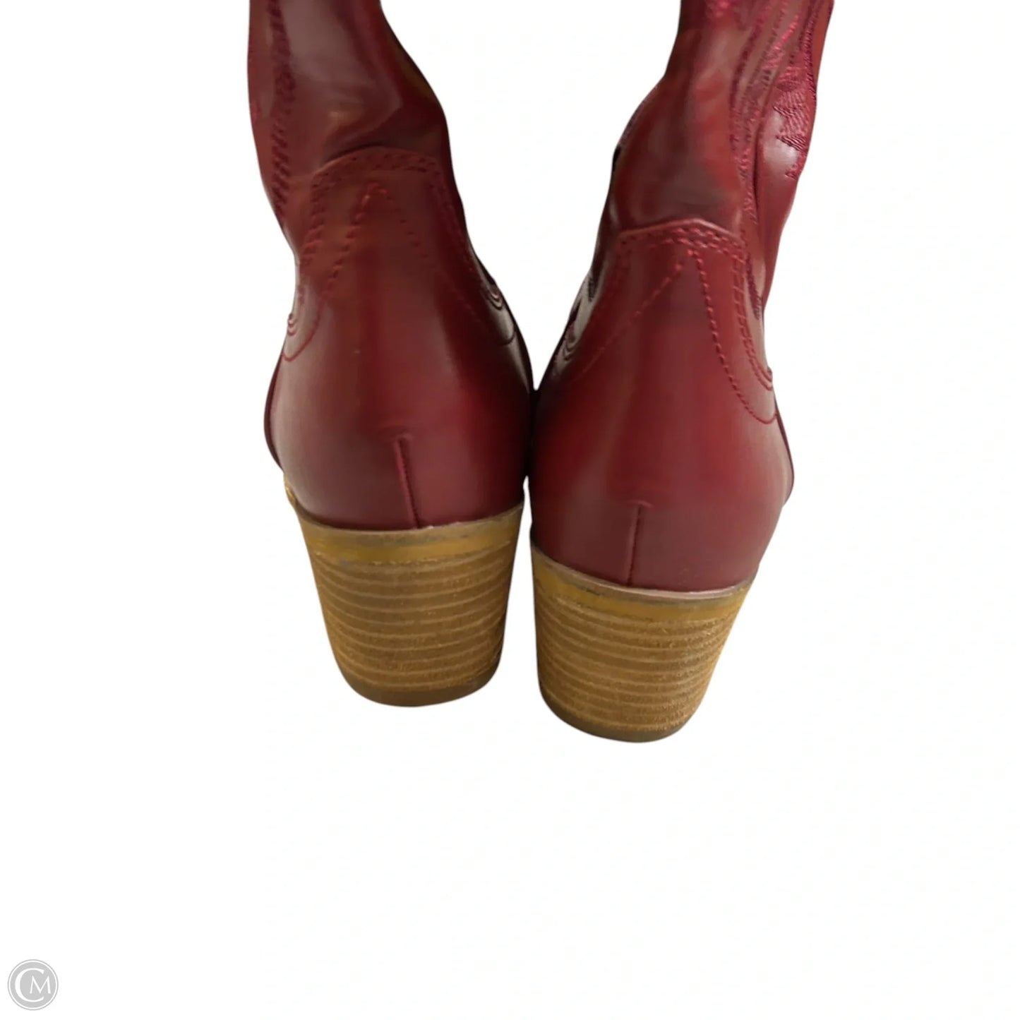 Boots Mid-calf Heels In Red, Size: 6.5