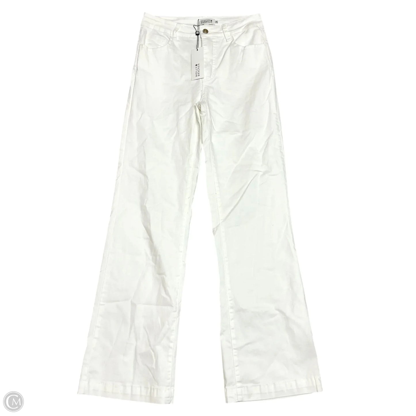 Jeans Wide Leg By Molly Bracken In White Denim, Size: 4