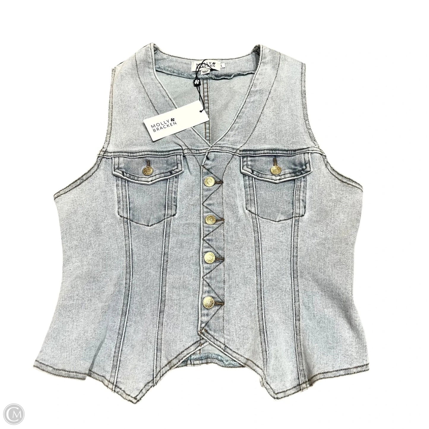 Top Sleeveless By Molly Bracken In Blue Denim, Size: Xl