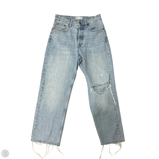 Jeans Straight By Zara In Blue Denim, Size: 4