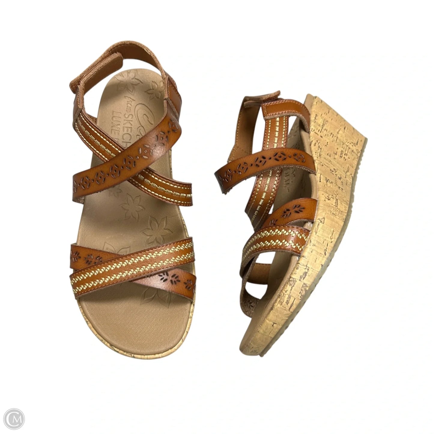 Sandals Heels Wedge By Skechers In Brown, Size: 7
