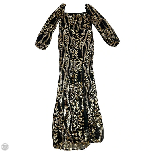 Dress Party Long By Miss Ord In Black & Gold, Size: 2x