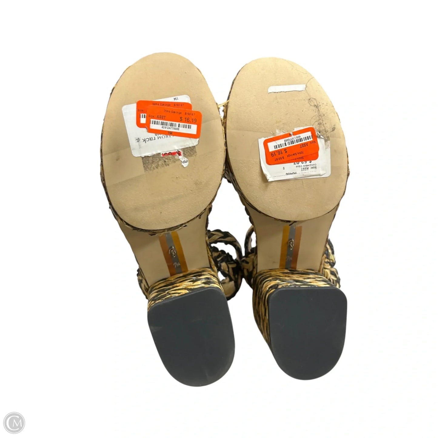 Sandals Heels Block By Sam Edelman In Black & Tan, Size: 7.5