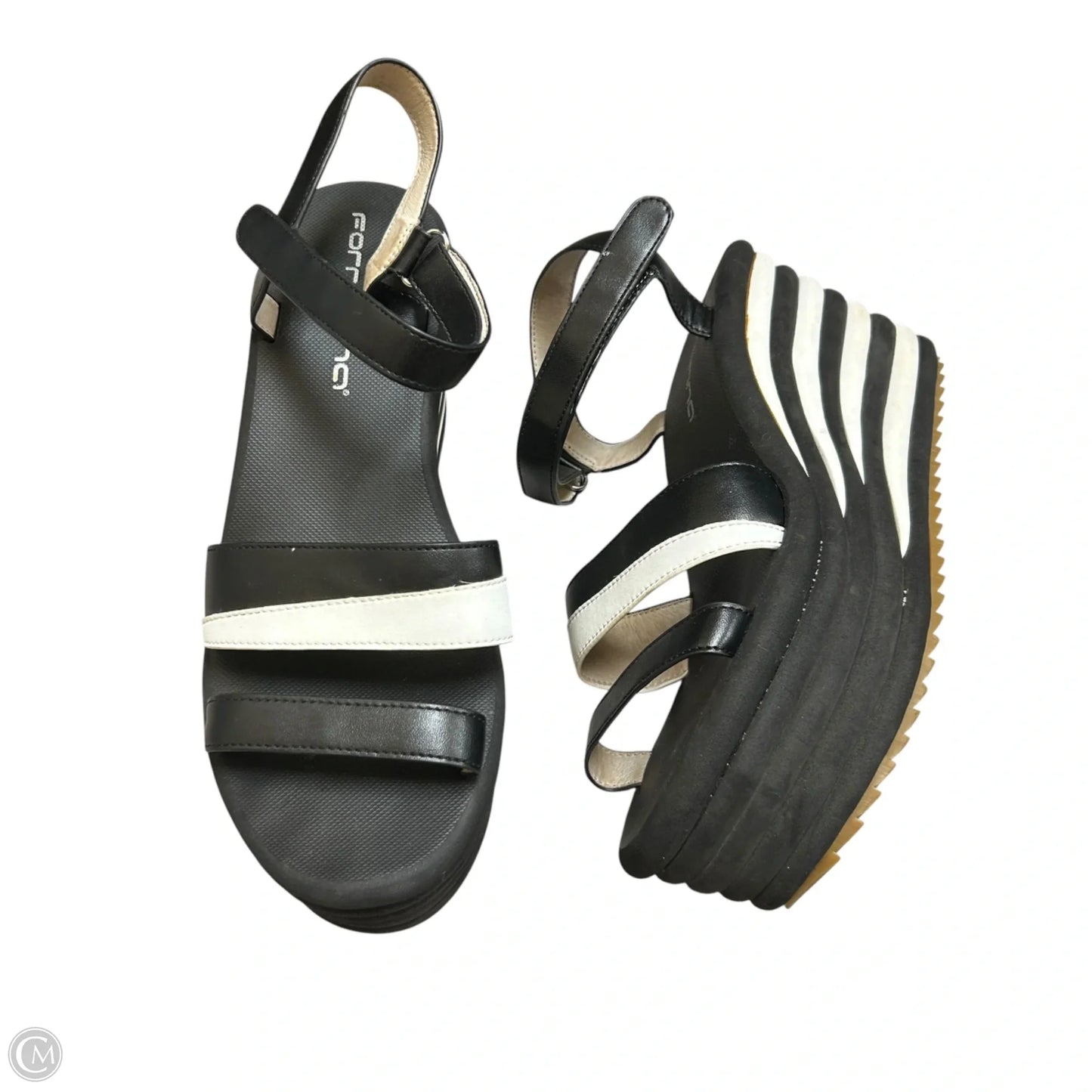 Sandals Heels Platform By Formarina In Black & White, Size: 9