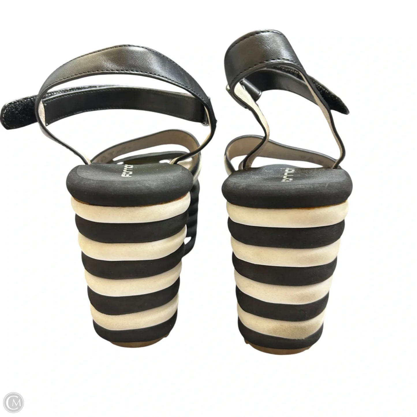 Sandals Heels Platform By Formarina In Black & White, Size: 9