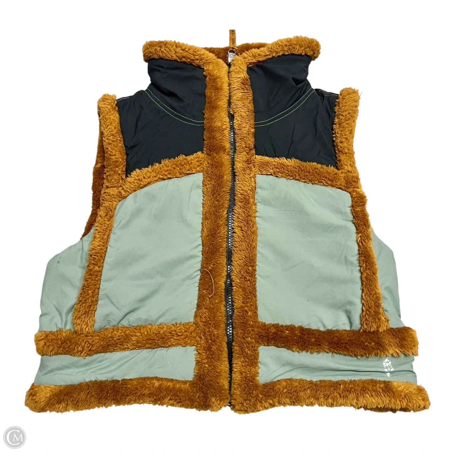 Vest Faux Fur & Sherpa By Free People In Black & Green, Size: S
