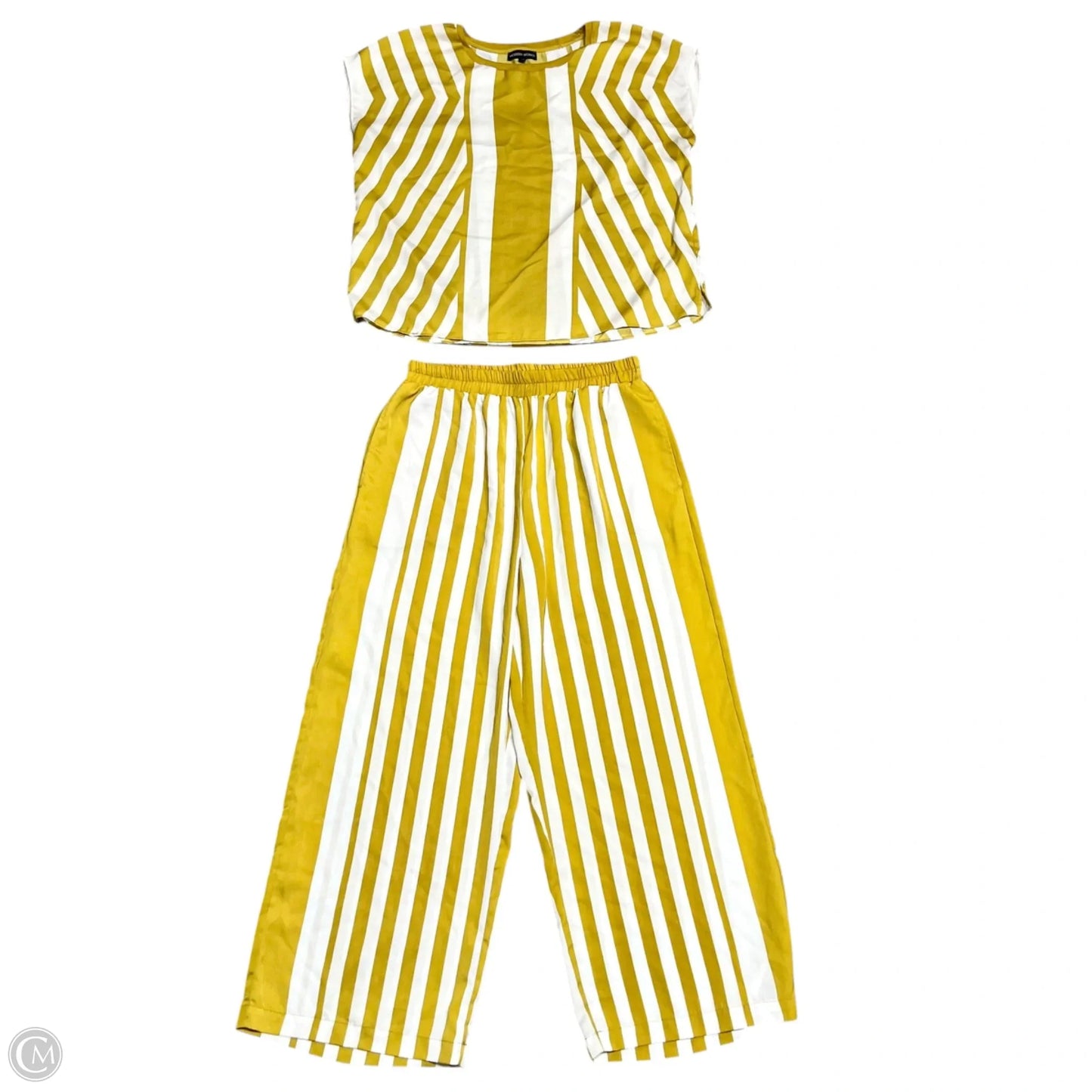 Top 2pc Sleeveless By Modern Works In White & Yellow, Size: M