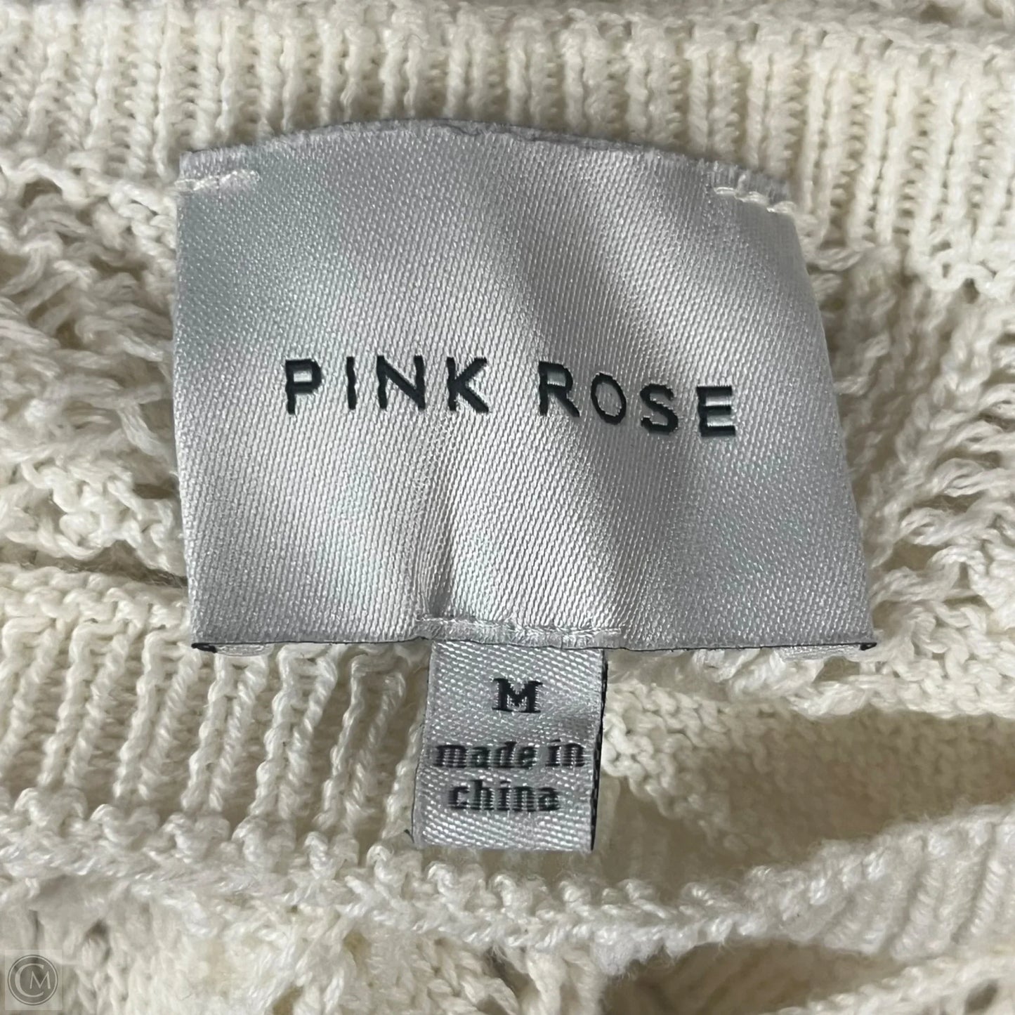 Sweater Short Sleeve By Pink Rose In Cream, Size: M