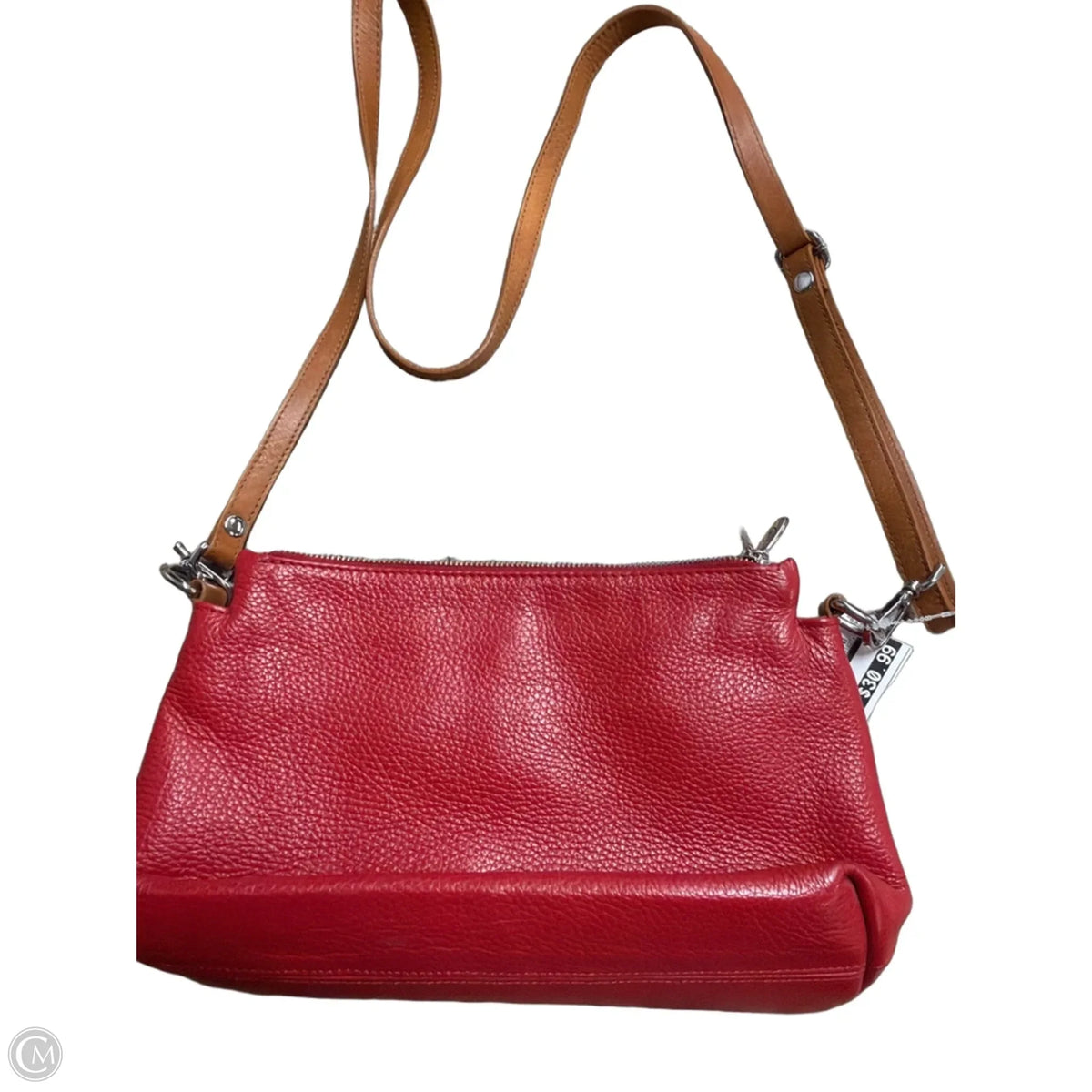 Handbag Leather By Valentina, Size: Medium
