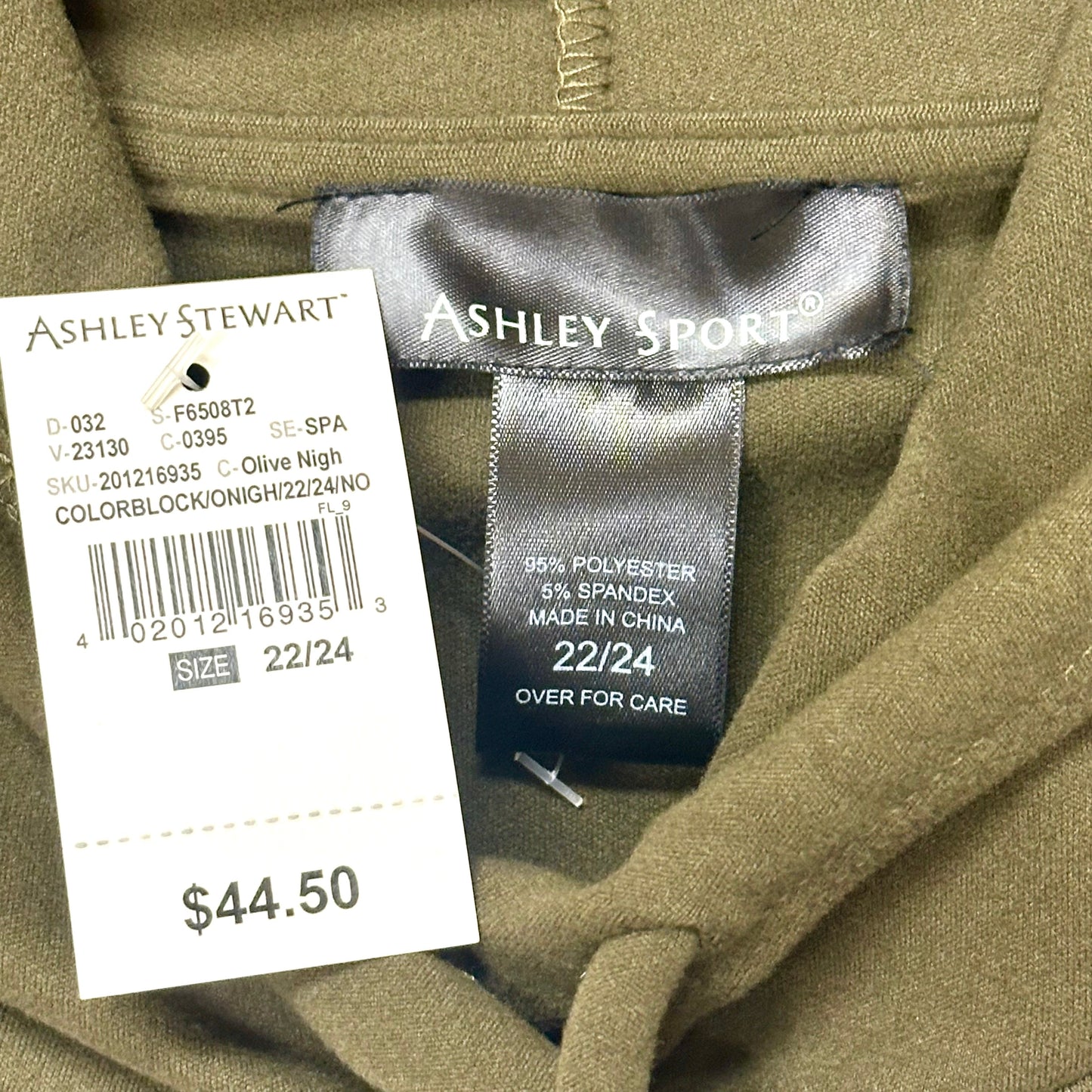 Sweatshirt Hoodie By Ashley Stewart In Green White, Size: Xl