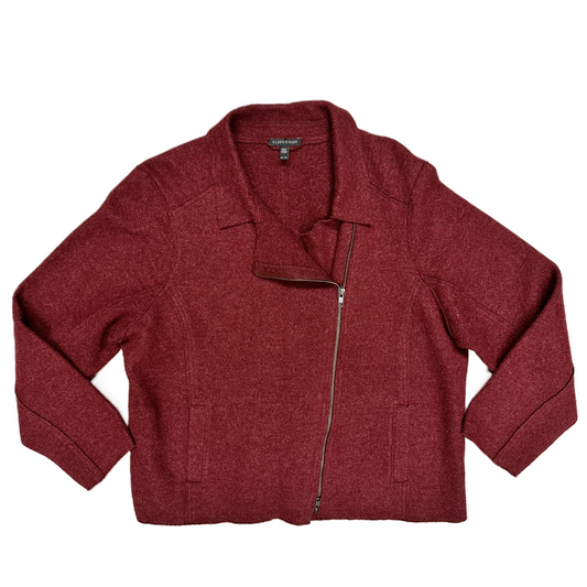 Sweater Cardigan By Eileen Fisher In Burgundy, Size: Xl