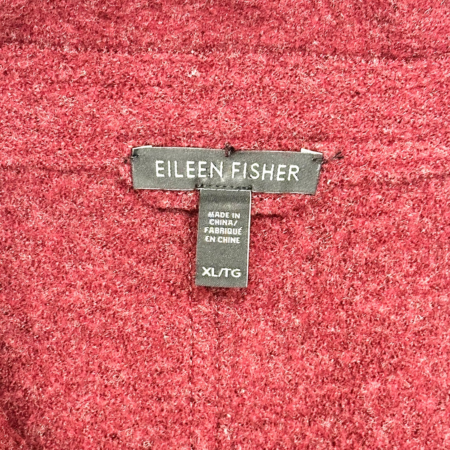 Sweater Cardigan By Eileen Fisher In Burgundy, Size: Xl