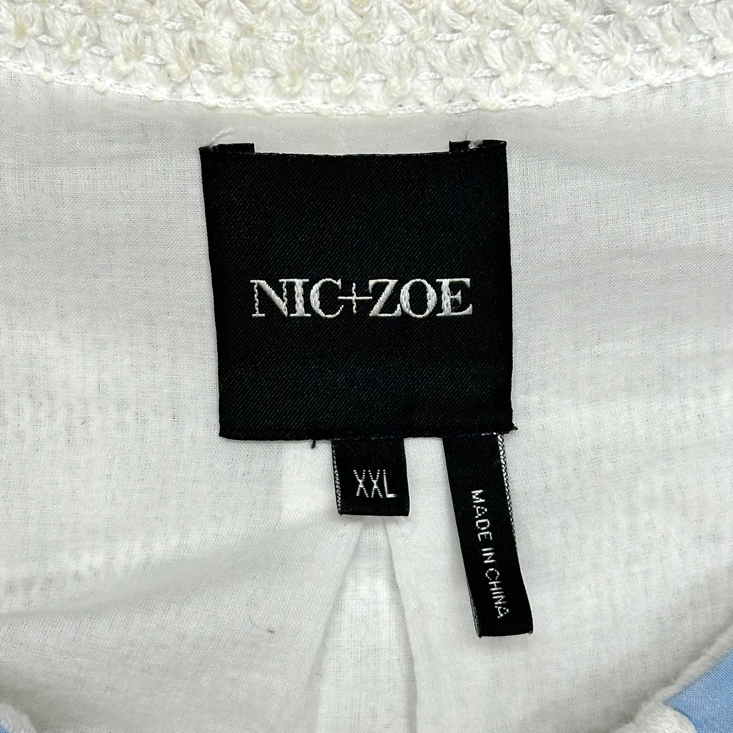 Sweater Cardigan By Nic + Zoe In White Blue, Size: Xl