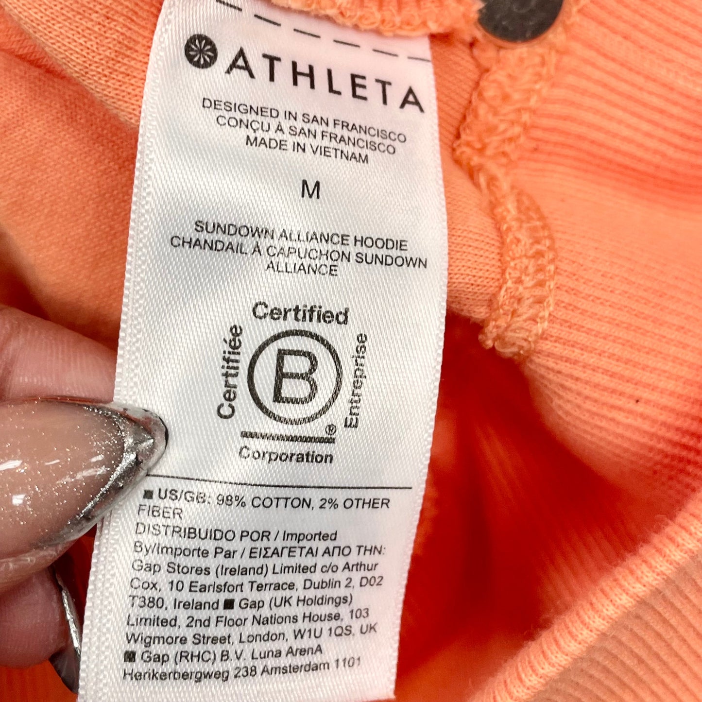 Sweatshirt Hoodie By Athleta In Orange, Size: M