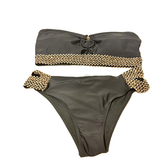 Black & Gold Swimsuit 2pc , Size: Xl