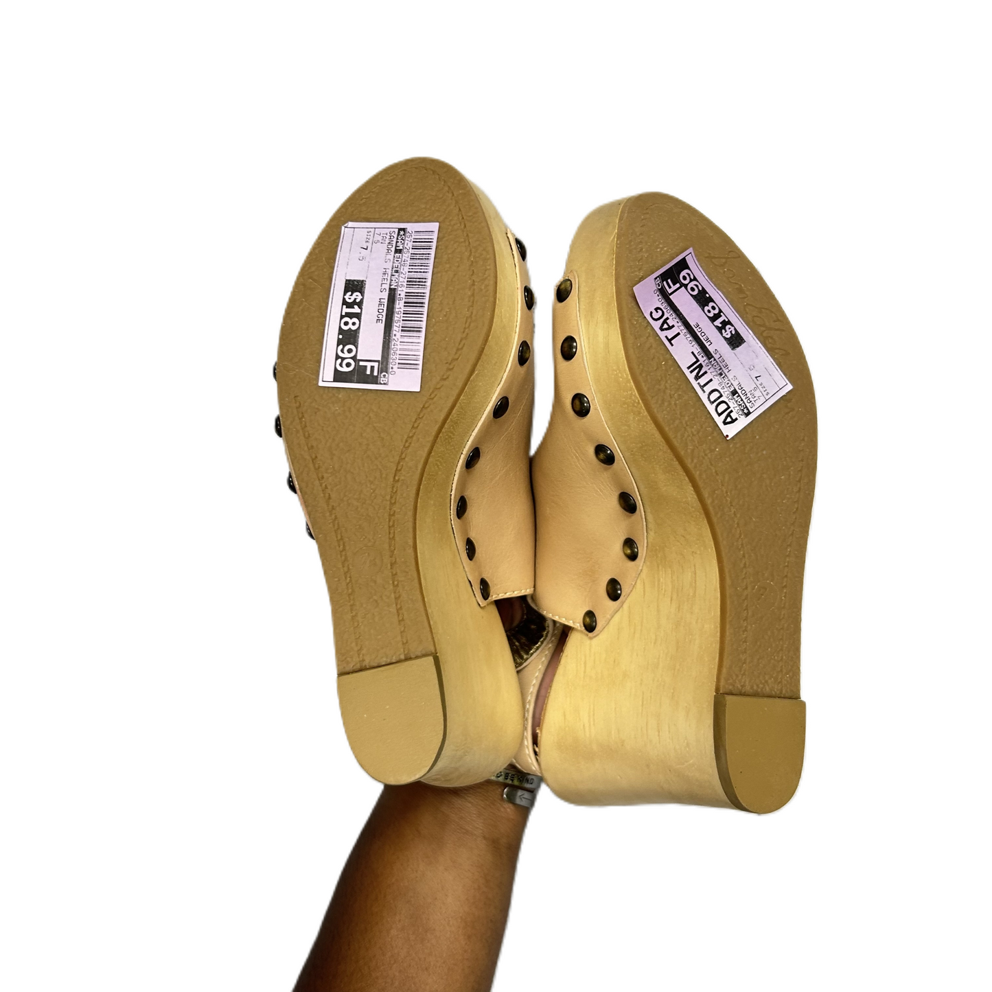 Tan Sandals Heels Wedge By Sam Edelman, Size: 7.5