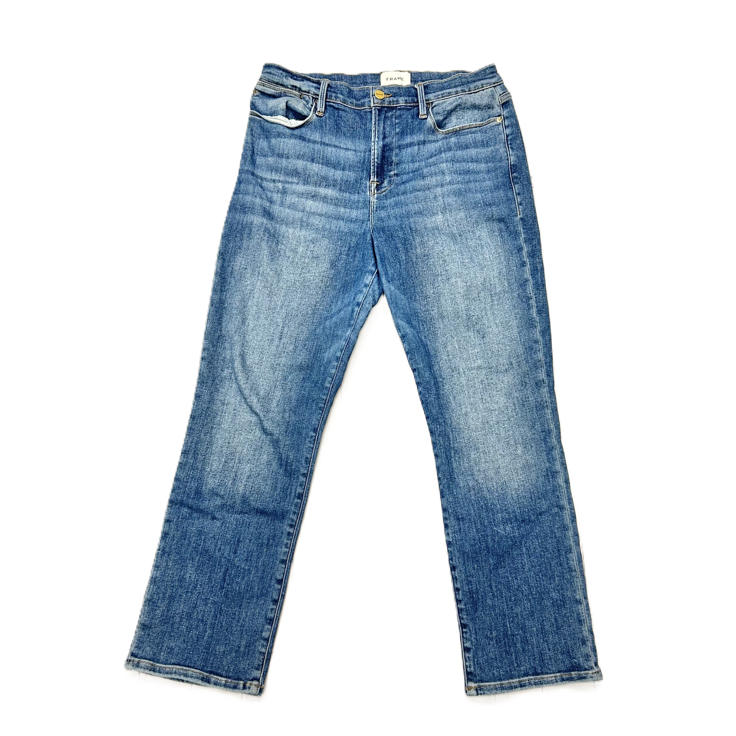 Blue Denim Jeans Straight By Frame, Size: 14