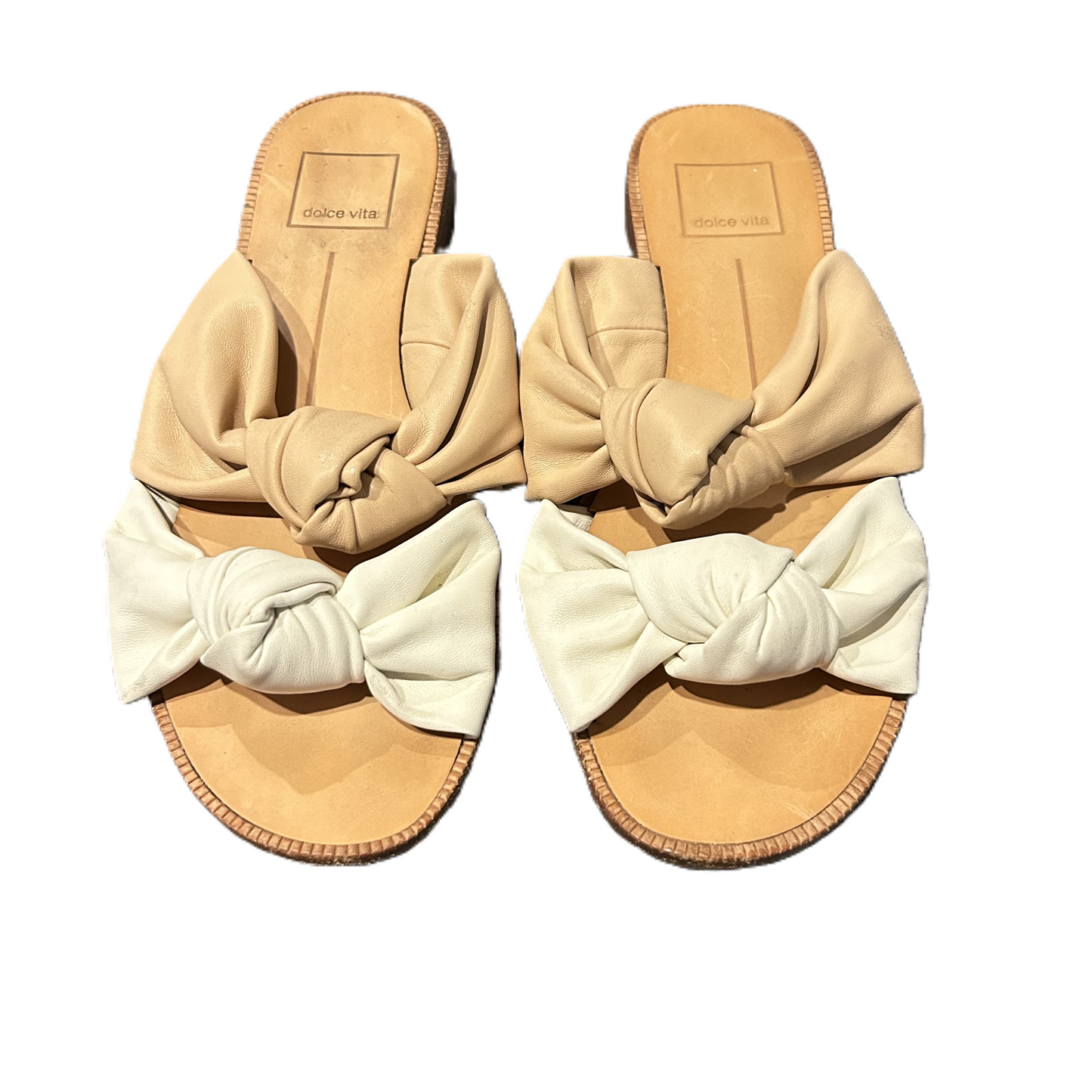 Tan & White Sandals Flats By Dolce Vita, Size: 6.5