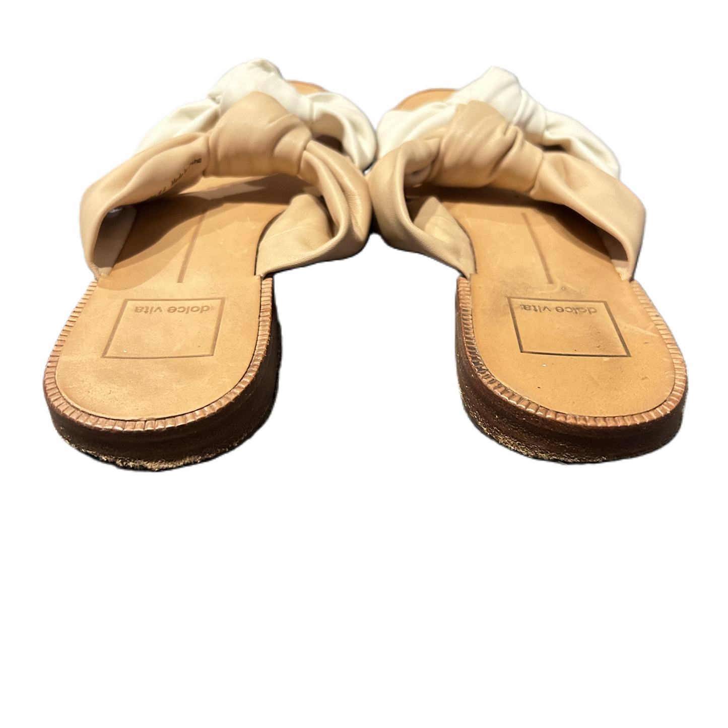 Tan & White Sandals Flats By Dolce Vita, Size: 6.5