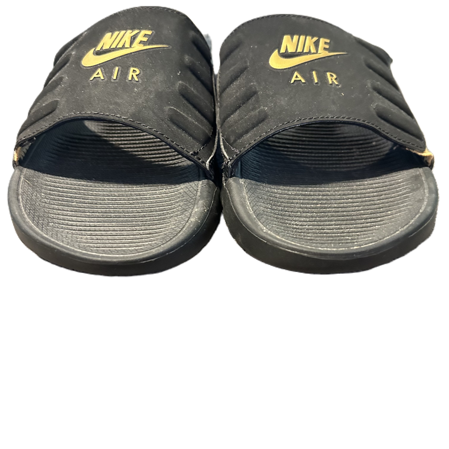 Black & Gold Sandals Flats By Nike, Size: 8
