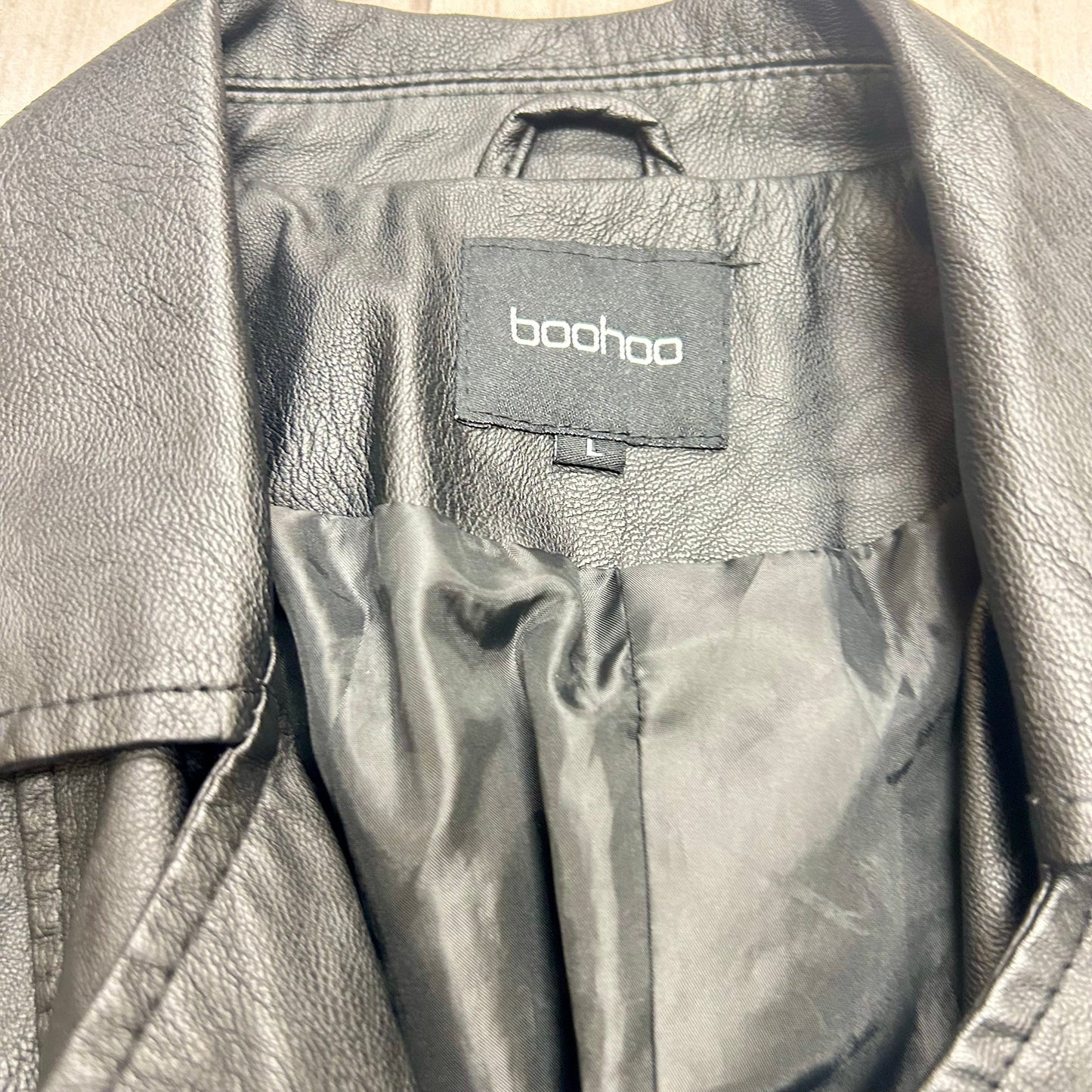 Jacket Moto By Boohoo Boutique In Black, Size: L