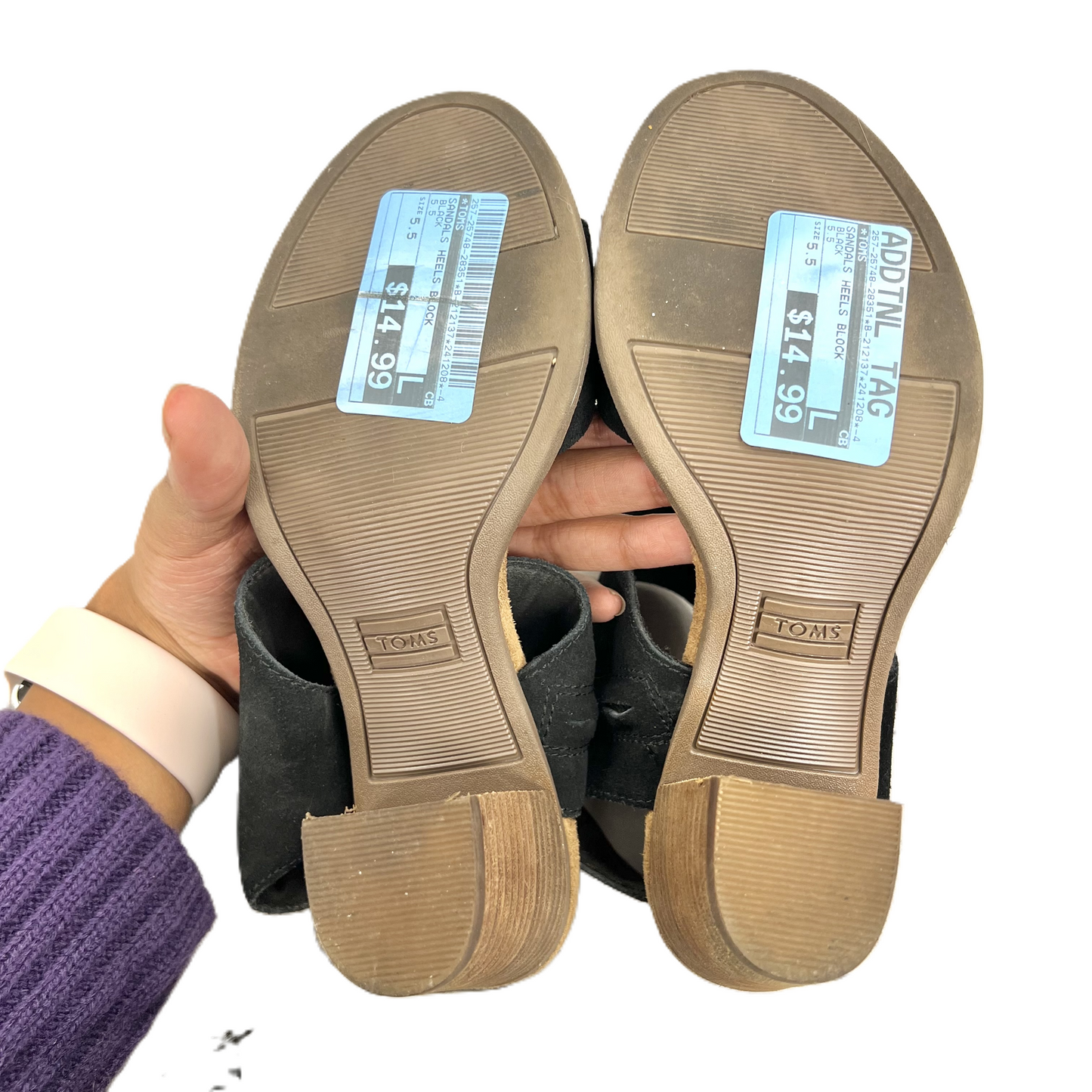 Sandals Heels Block By Toms In Black, Size: 5.5