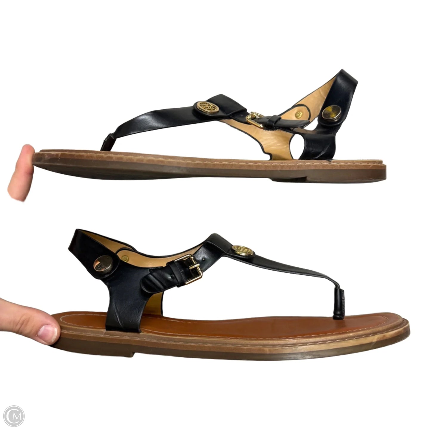 Sandals Flats By Tommy Hilfiger In Black, Size: 10