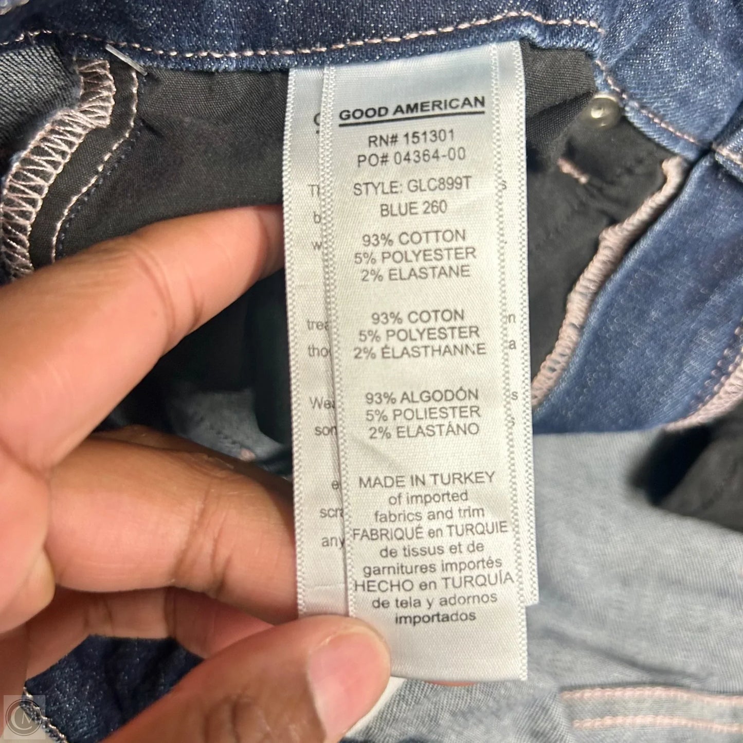 Jeans Skinny By Good American In Blue Denim, Size: 8