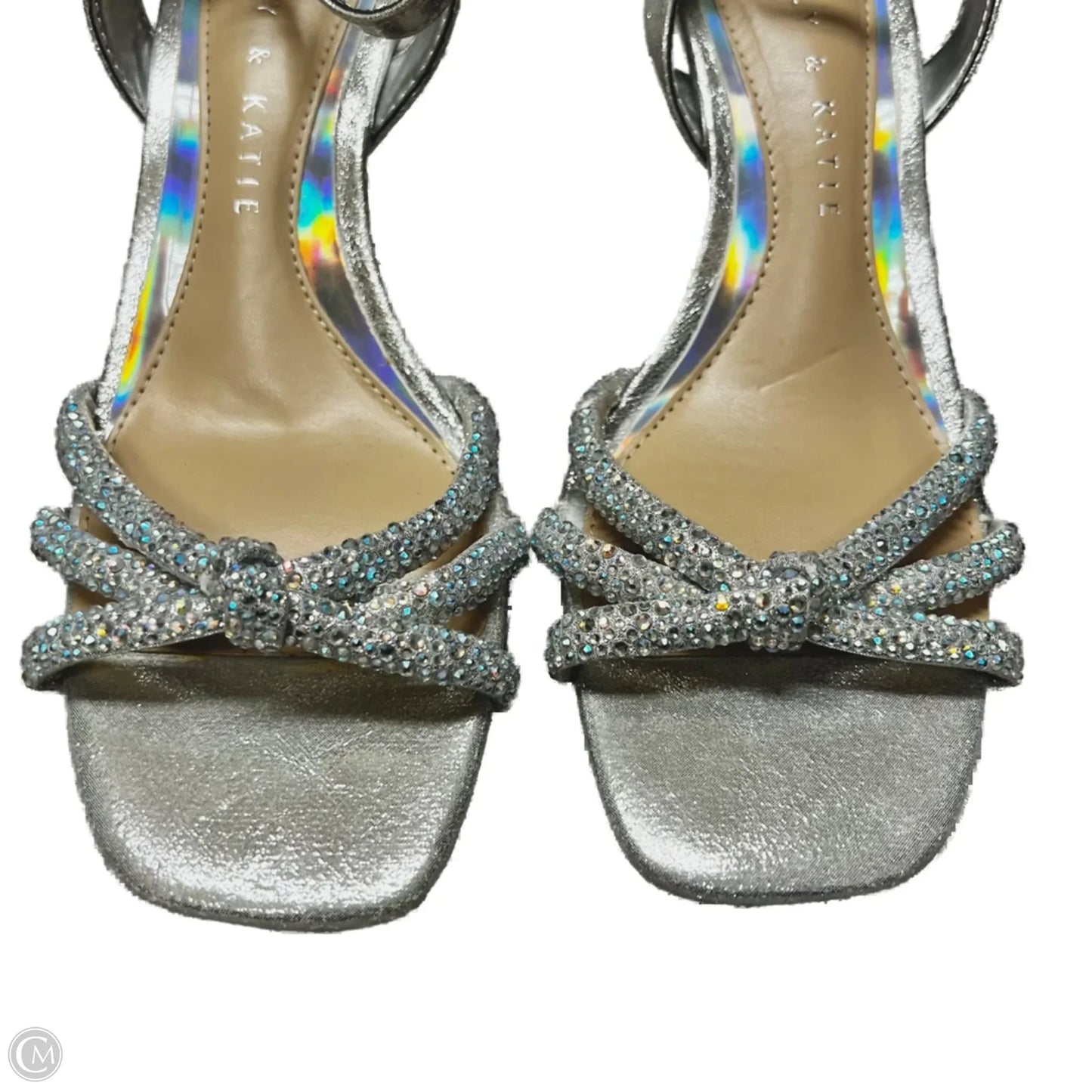 Sandals Heels Stiletto By Kelly And Katie In Silver, Size: 6.5