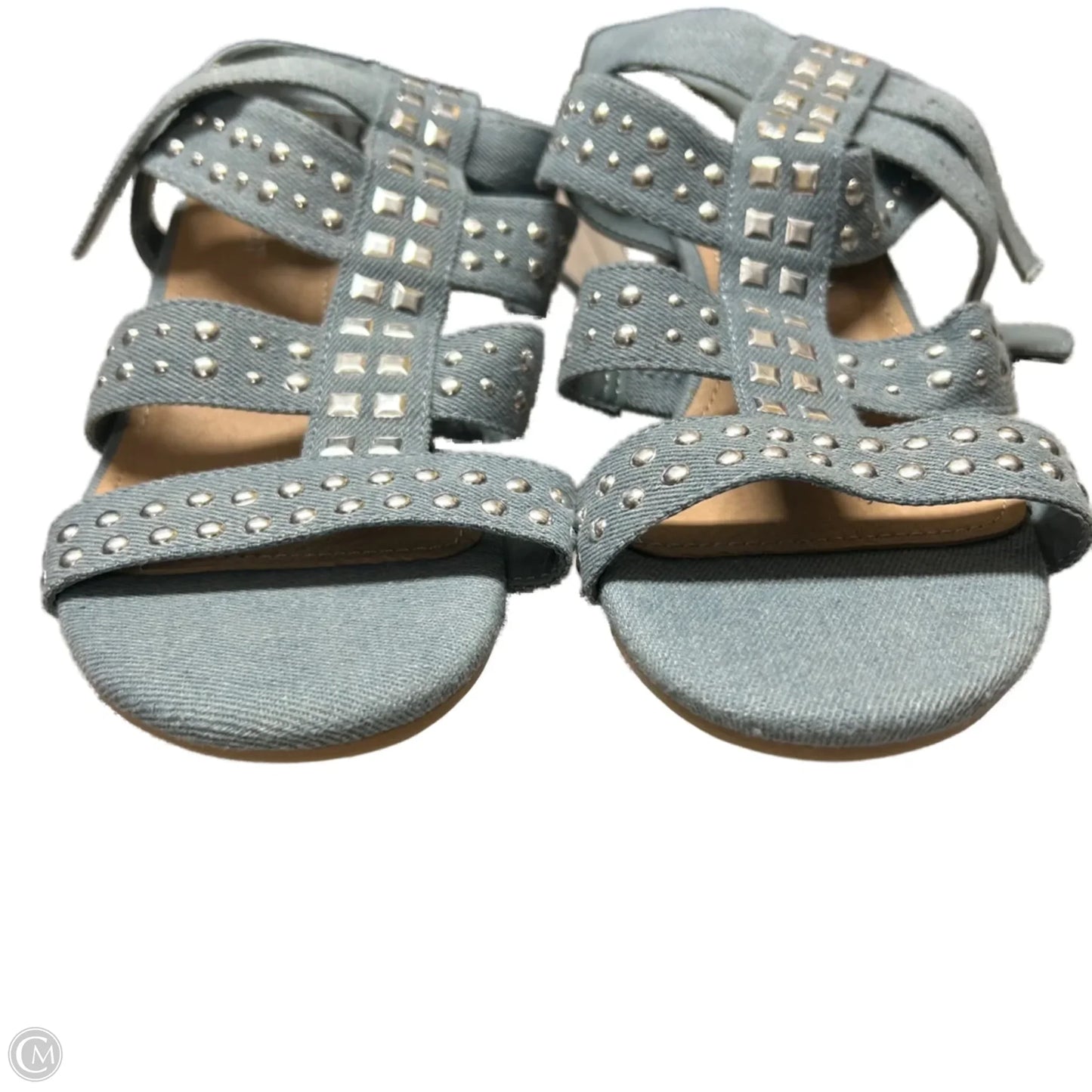 Sandals Heels Block By Ashley Stewart In Blue Denim, Size: 9
