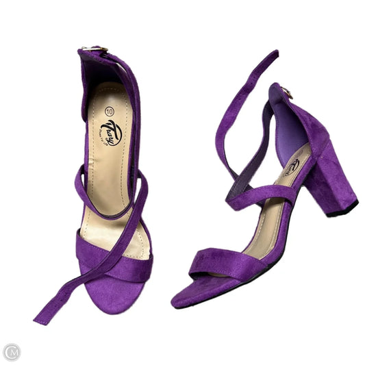 Sandals Heels Block By Trary In Purple, Size: 10